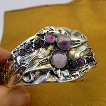 Load image into Gallery viewer, Hadar Designers Sterling Silver Amethyst Cuff Bracelet Handmade (H 313b) LAST