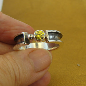 Hadar Designers Yellow Zircon Ring sz 11.5, 12 Sterling Silver Handmade () LAST