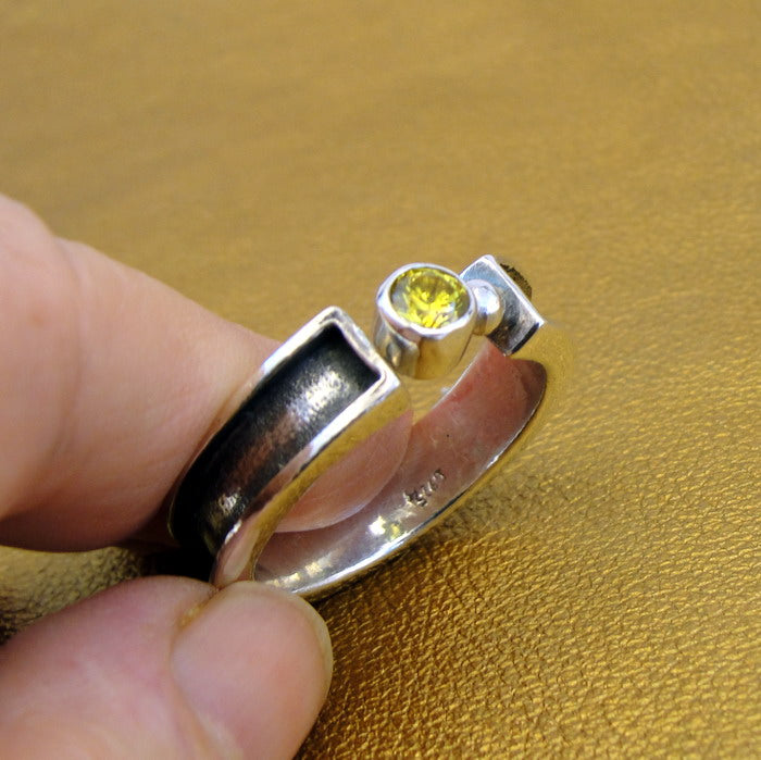 Hadar Designers Yellow Zircon Ring sz 11.5, 12 Sterling Silver Handmade () LAST