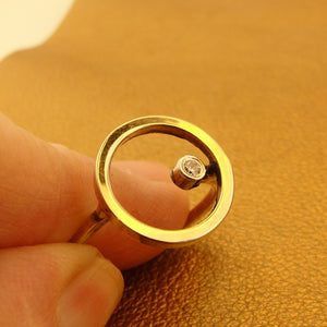 Hadar Designers Handmade 9k Yellow Gold 925 Silver White Zircon Ring 5,6,7,8,9,10 (MS 1615)