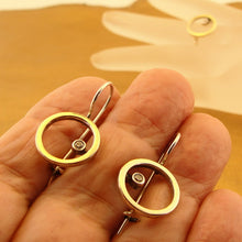 Load image into Gallery viewer, Hadar Designers 9k Yellow Gold 925 Silver Zircon Earrings Modern Art Handmade(MS