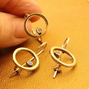 Hadar Designers 9k Yellow Gold 925 Silver Zircon Earrings Modern Art Handmade(MS