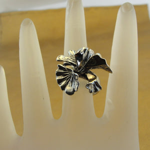 Hadar Designers floral ring sz 6,7,8,9 yellow gold 925 sterling silver (gr)ey
