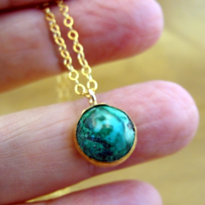 RARE Turquoise Pendant 14k Yellow Gold Filled Handmade Classy Hadar Designers (V)y