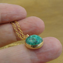 Load image into Gallery viewer, RARE Turquoise Pendant 14k Yellow Gold Filled Handmade Classy Hadar Designers (V)y