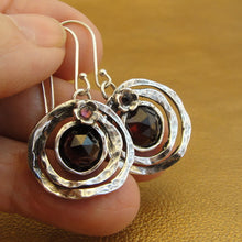 Load image into Gallery viewer, Hadar Designers Red Garnet Floral Earrings Handmade 925 Sterling Silver (L) LAST