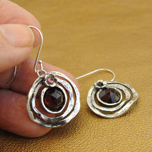 Load image into Gallery viewer, Hadar Designers Red Garnet Floral Earrings Handmade 925 Sterling Silver (L) LAST