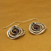 Load image into Gallery viewer, Hadar Designers Red Garnet Floral Earrings Handmade 925 Sterling Silver (L) LAST