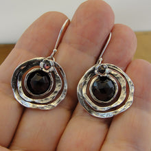 Load image into Gallery viewer, Hadar Designers Red Garnet Floral Earrings Handmade 925 Sterling Silver (L) LAST