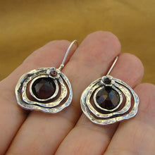 Load image into Gallery viewer, Hadar Designers Red Garnet Floral Earrings Handmade 925 Sterling Silver (L) LAST