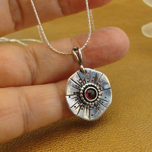 Load image into Gallery viewer, Hadar Designers Red Garnet Pendant 925 Sterling Silver Artist Handmade (MS*)y