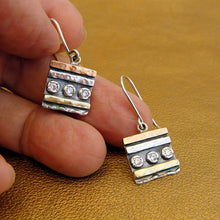 Load image into Gallery viewer, Hadar Designers White Zircon Earrings 9k Rose Gold Sterling Silver Handmade(MS)y