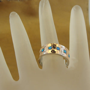 Opal Ring 9k Rose Gold 925 Silver  sz 7.5 Handmade Hadar Designers  (I R306) Y