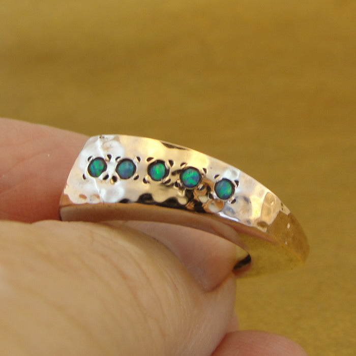 Opal Ring 9k Rose Gold 925 Silver  sz 8 Handmade Art Hadar Designers () LAST