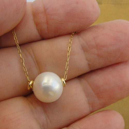 Hadar Designers white pearl Pendant 14k gold filled handmade art (V)