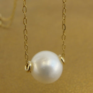 Hadar Designers white pearl Pendant 14k gold filled handmade art (V)