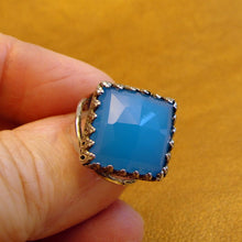 Load image into Gallery viewer, Hadar Designers Blue Ocean Quartz Ring size 6, 6.5 Handmade 925 Silver (H)LAST