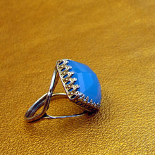 Load image into Gallery viewer, Hadar Designers Blue Ocean Quartz Ring size 6, 6.5 Handmade 925 Silver (H)LAST