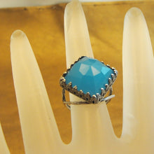 Load image into Gallery viewer, Hadar Designers Blue Ocean Quartz Ring size 6, 6.5 Handmade 925 Silver (H)LAST