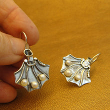 Load image into Gallery viewer, Hadar Designers Pearl Earrings 925 Sterling Silver White Handmade Dangle (H)Last