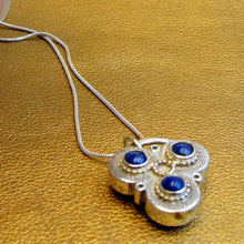 Load image into Gallery viewer, Hadar Designers Lapis Pearl 2 in 1 pendant 925 sterling silver handmade Art (H)y