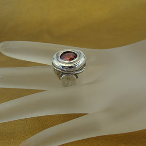 Hadar Designers Red Zircon Ring sz 8,8.5 Handmade 925 Sterling Silver (H) LAST