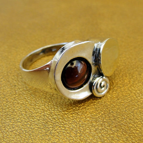 Hadar Designers Garnet Ring 9k Yellow Gold 925 Silver 6,7,8,9 Handmade (MS) 8y