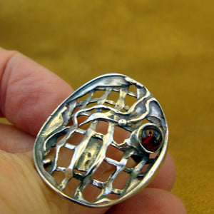 Hadar Designers Garnet Ring 6.5,7,7.5,8,8.5,9 Handmade Sterling Silver (H 114)y
