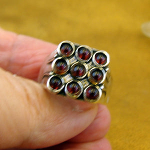 Red Garnet Ring 925 Sterling Silver  size 9.5,10 Handmade Hadar Designers  (H)LAST