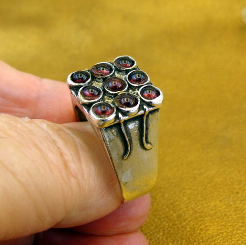 Red Garnet Ring 925 Sterling Silver  size 9.5,10 Handmade Hadar Designers  (H)LAST