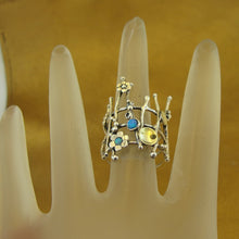 Load image into Gallery viewer, Hadar Designers 9k Yellow Gold 925 Silver Opal Ring 6,6.5,7,8,9,10 Handmade (ms)