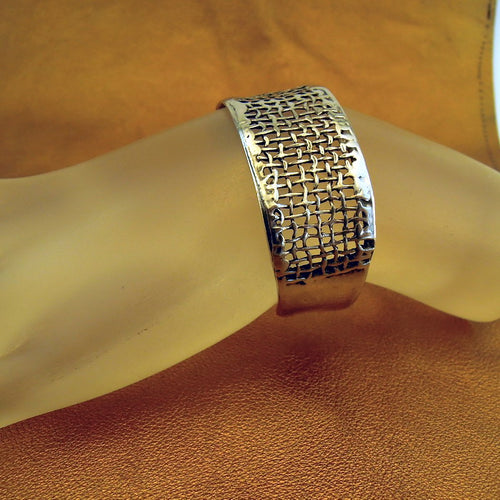 Cuff Bracelet 925 Sterling Silver Small  NET Handmade Hadar Designers (H 3141)y