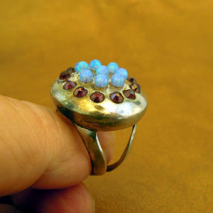 Hadar Designers Opal Garnet "WILD" Ring sz 7,7.5 Handmade Sterling Silver ()LAST