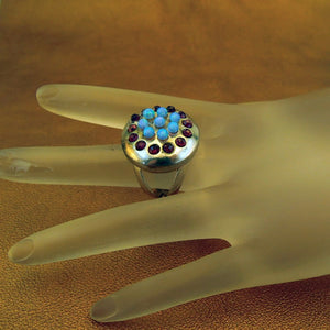 Hadar Designers Opal Garnet "WILD" Ring sz 7,7.5 Handmade Sterling Silver ()LAST