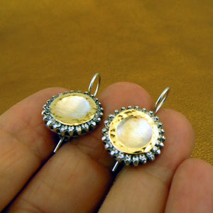 Hadar Designers 9k Yellow Gold Sterling Silver Zircon Earrings Impressive (Ms)