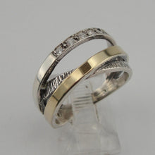 Load image into Gallery viewer, Hadar Designers 9k Yellow Gold 925 Silver Zircon Ring 6,7,8,9,10 Israel Art (Ms)