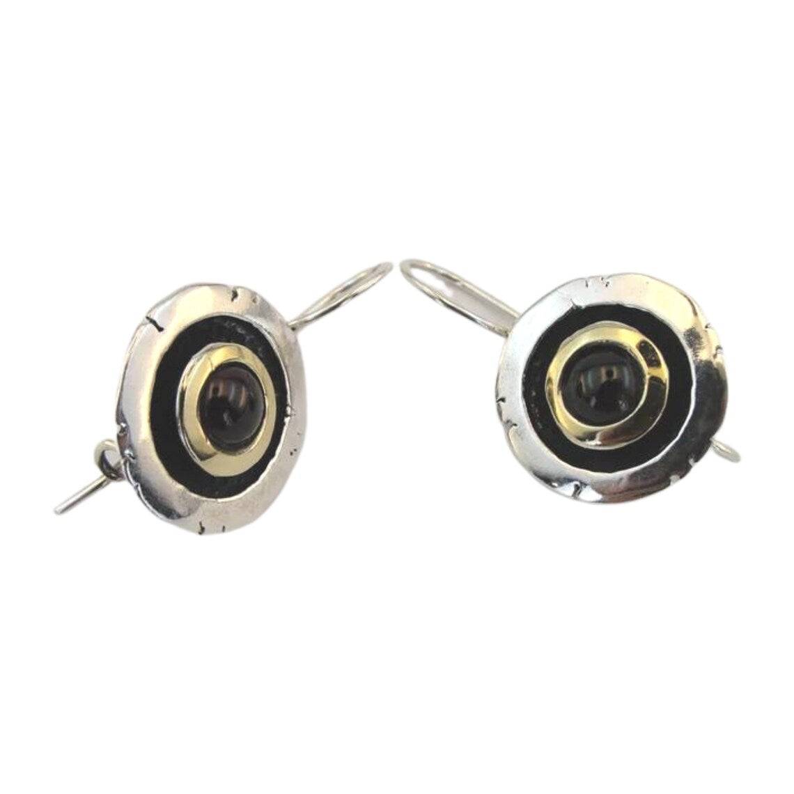 Hadar Designers Red Garnet Earrings 9k Yellow Gold Sterling Silver (ms 1187)