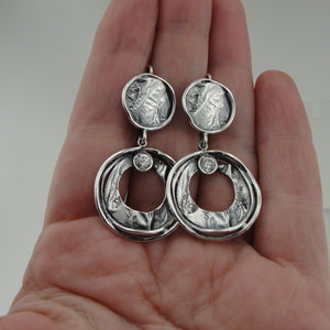 Zircon Earrings 925 Silver "WILD" Dangle Handmade Hadar Designers (MS)