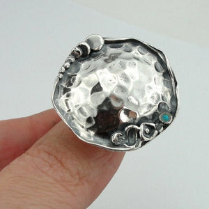 Hadar Designers Blue Opal Ring 7.5,8,9,10 Handmade 925 Sterling Silver (H 1082)y
