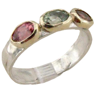 Pink Tourmaline Ring Hadar Designers 9k Gold  6,7,8,9 Sterling Silver (I r309)