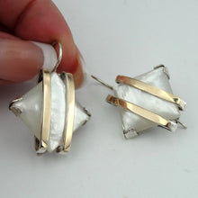 Load image into Gallery viewer, Hadar Designers Pearl Earrings 9k Yellow Gold Sterling Silver White (VS 1569)