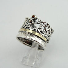 Load image into Gallery viewer, Hadar Designers Garnet CZ Ring 9k Yellow Gold 925 Silver 5.5,6,6.5,7,7,5 (MS)2y