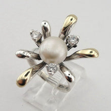 Load image into Gallery viewer, Hadar Designers Pearl Zircon Ring 9k Yellow Gold 925 Silver 7,8,9,10 (ms 415)
