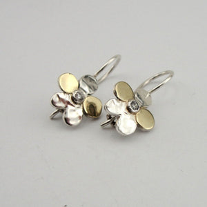 Hadar Designers Floral Earrings Handmade 9k Yellow Gold Sterling Silver (s 2616