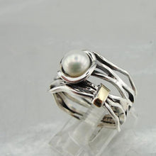Load image into Gallery viewer, Hadar Designers Pearl Ring 6,7,8,9,10 Handmade 9k Yellow Gold 925 Silver (MS)
