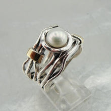 Load image into Gallery viewer, Hadar Designers Pearl Ring 6,7,8,9,10 Handmade 9k Yellow Gold 925 Silver (MS)