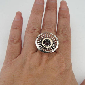 Hadar Designers Handmade 9k Yellow Gold Sterling Silver Garnet Ring 7,8,9,10 (MS