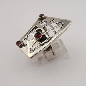 Red Garnet Ring 925 Sterling Silver size 7.5 Handmade Hadar Designers (H) Last