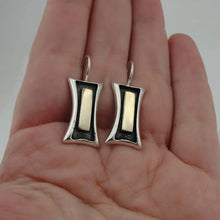 Load image into Gallery viewer, Hadar Designers Modern Earrings 9K Yellow Gold Sterling Silver Handmade (s 2608)