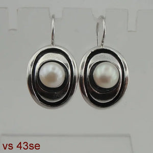 Hadar Designers White Pearl Earrings 925 Sterling Silver Artistic Handmade (vs)